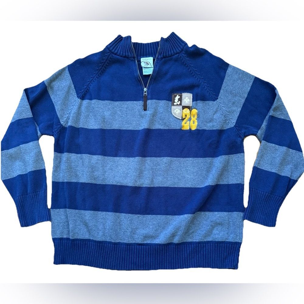 Disneyland Mickey Embroidery Men's Pullover Sweater Rugby XL Blue 1/4 EST. 1928